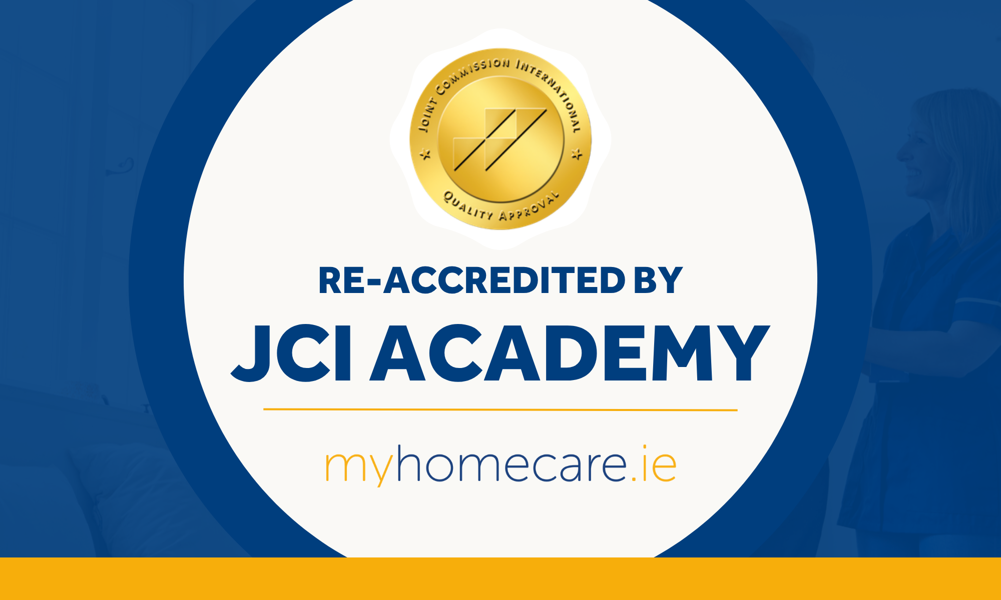 Myhomecare re-accredited JCI Academy. Gold JCI logo